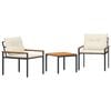 vidaXL Ensemble de meubles d'ext&eacute;rieur 3 pc 2 place Cr&egrave;me blanc