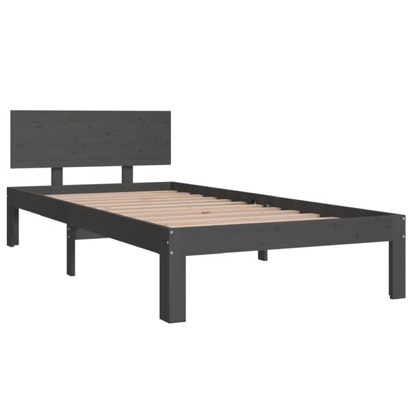 vidaXL Cadre de lit sans matelas gris bois de pin massif 90x200 cm