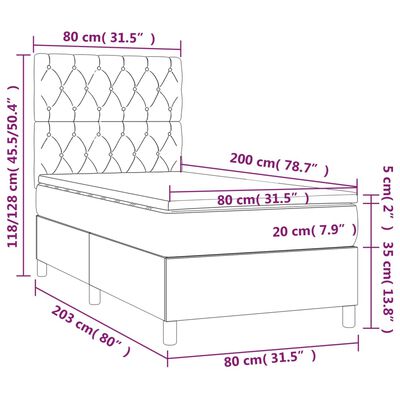 vidaXL Sommier à lattes de lit avec matelas Taupe 80x200 cm Tissu