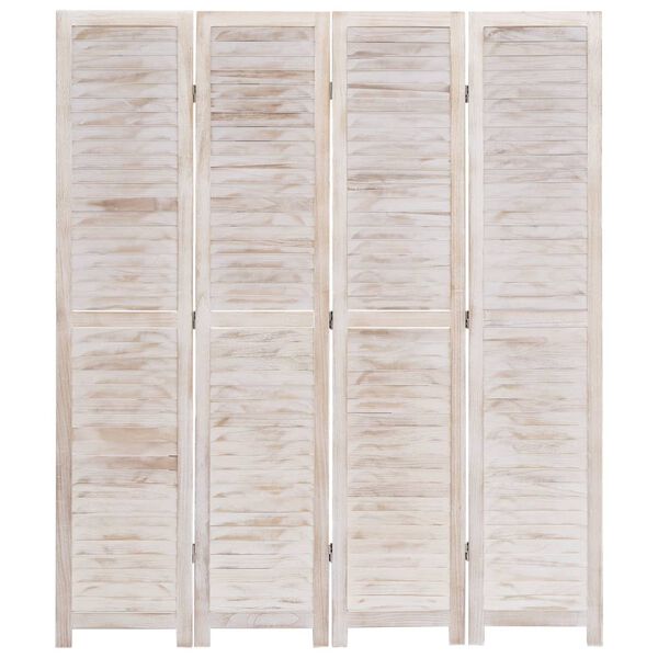vidaXL Cloison de s&eacute;paration 4 panneaux Blanc 140x165 cm Bois