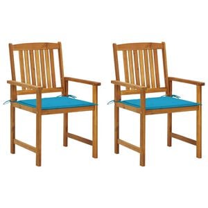vidaXL Chaises de jardin avec coussins lot de 2 Bois d'acacia massif
