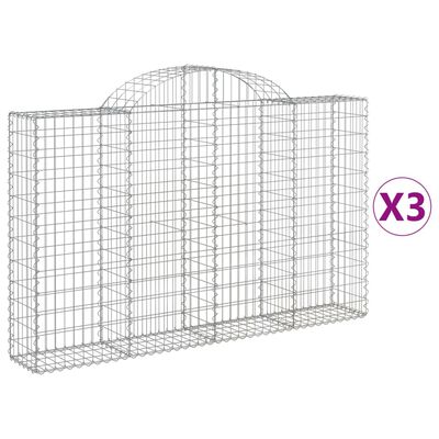 vidaXL Paniers à gabions arqués 3 pcs 200x30x120/140 cm Fer galvanisé