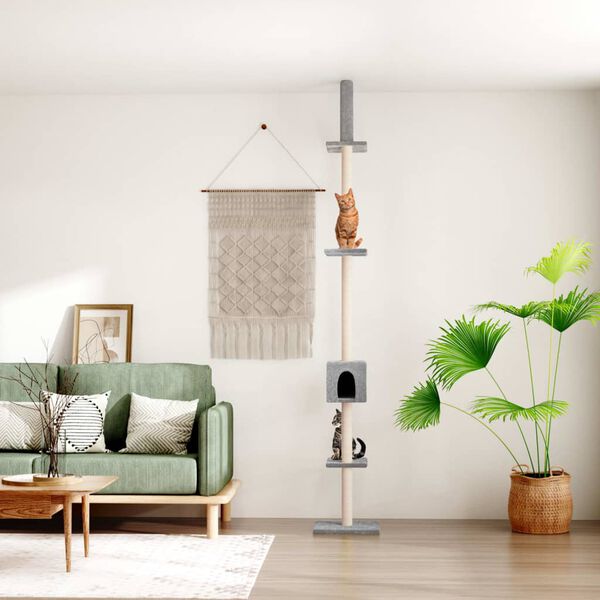vidaXL Arbre &agrave; chat du sol au plafond Gris clair 250,5-276,5 cm