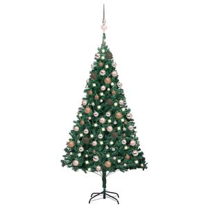 vidaXL Arbre de No&euml;l artificiel pr&eacute;-&eacute;clair&eacute; et boules vert 120 cm PVC