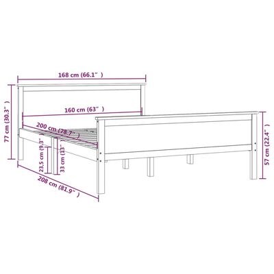 vidaXL Cadre de lit sans matelas bois massif de pin 160x200 cm