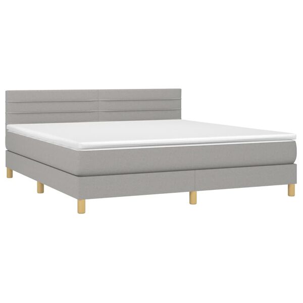 vidaXL Sommier &agrave; lattes de lit matelas et LED Gris clair 160x200 cm
