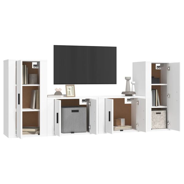 vidaXL Ensemble de meubles TV 4 pcs Blanc Bois d'ing&eacute;nierie