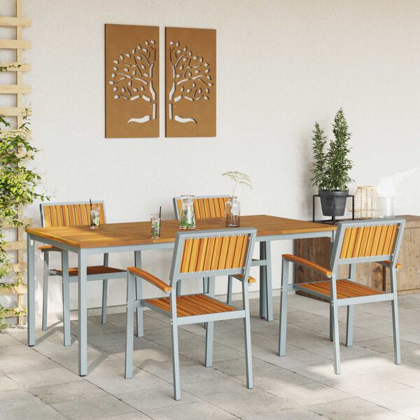 vidaXL Ensemble de salle à manger pour jardin 5 pcs Gris et marron