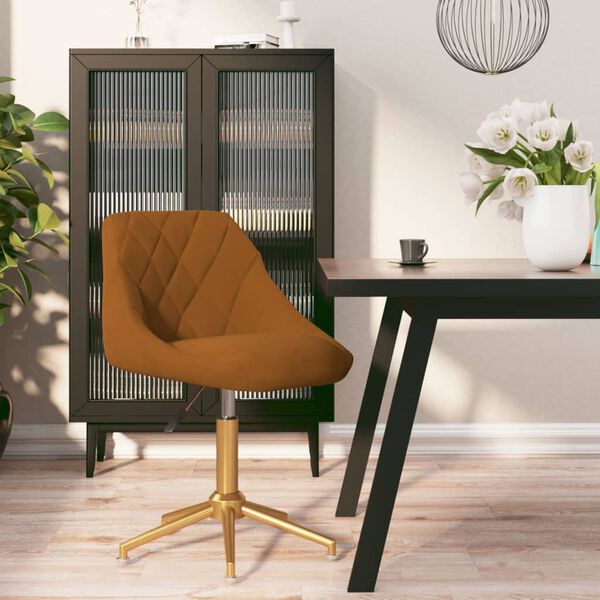 vidaXL Chaise pivotante de salle &agrave; manger Marron Velours