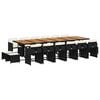 vidaXL Ensemble &agrave; manger de jardin 17 pcs coussins noir r&eacute;sine tress&eacute;e