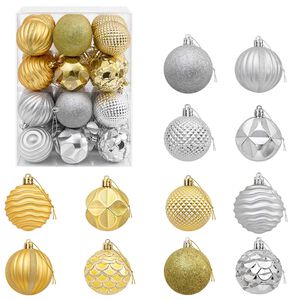 vidaXL Ensemble de boules de No&euml;l 36 pc Argent&eacute; et dor&eacute; Diam. 6 cm