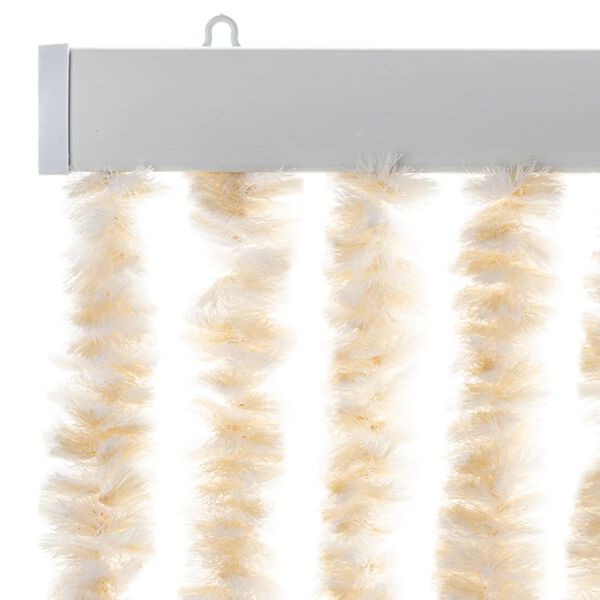 vidaXL Rideau anti-mouches beige et blanc 118x220 cm chenille