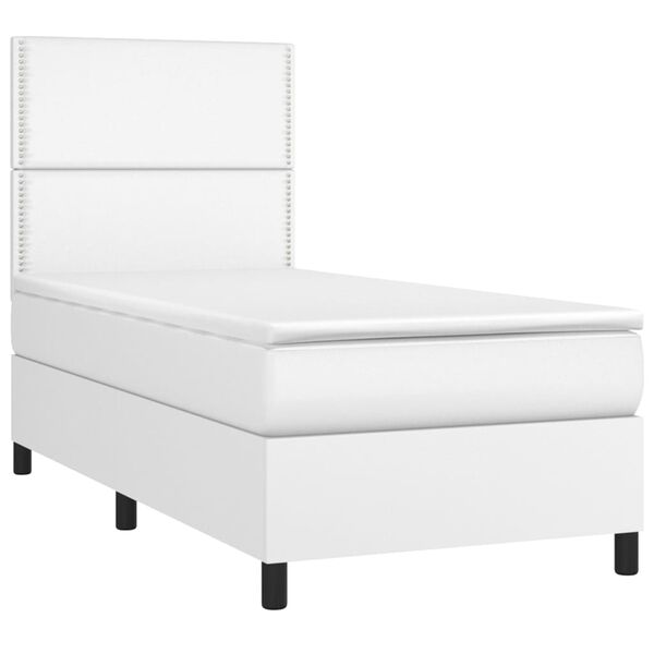 vidaXL Sommier &agrave; lattes de lit avec matelas Blanc 100x200cm Similicuir