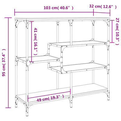 vidaXL Table console chêne fumé 103x32x95 cm bois d'ingénierie