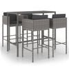 vidaXL Ensemble de bar de jardin 5 pcs et coussins R&eacute;sine tress&eacute;e Gris