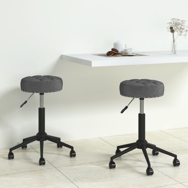 vidaXL Chaises pivotantes &agrave; manger lot de 2 gris fonc&eacute; velours