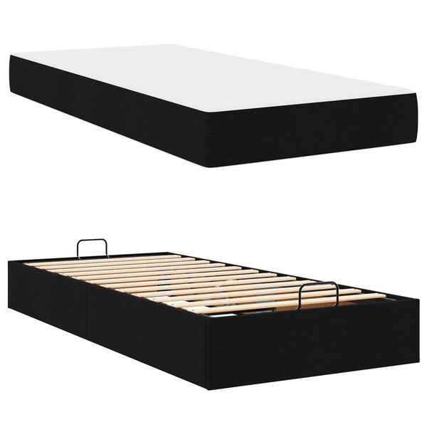 vidaXL Cadre de lit avec matelas avec matelas 2 pcs Noir tissu
