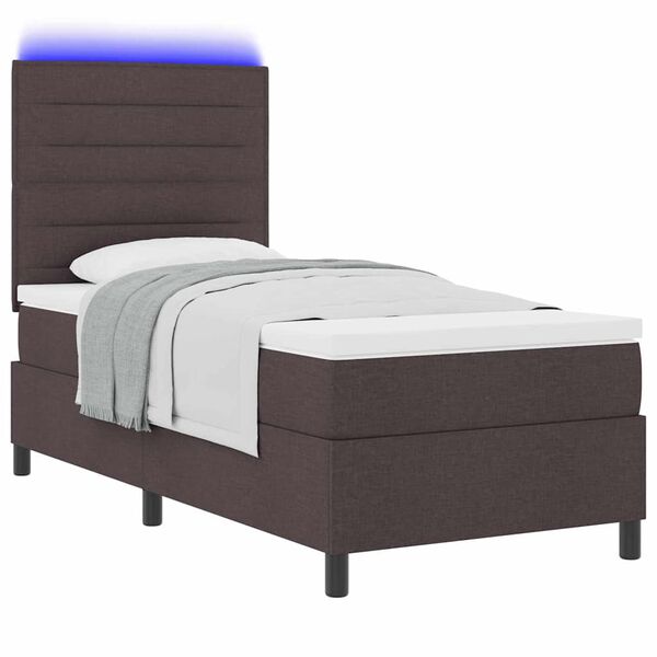 vidaXL Lit &agrave; ressorts avec matelas Marron fonc&eacute; 90 x 200 cm tissu
