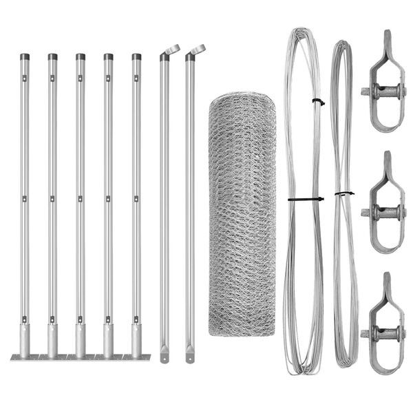 vidaXL Cl&ocirc;ture avec poteaux Argent 0.5 x 10 m Acier recouvert de PVC