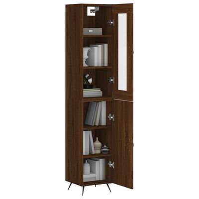 vidaXL Buffet haut Chêne marron 34,5x34x180 cm Bois d'ingénierie