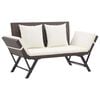 vidaXL Banc de jardin avec coussins 176 cm Marron R&eacute;sine tress&eacute;e