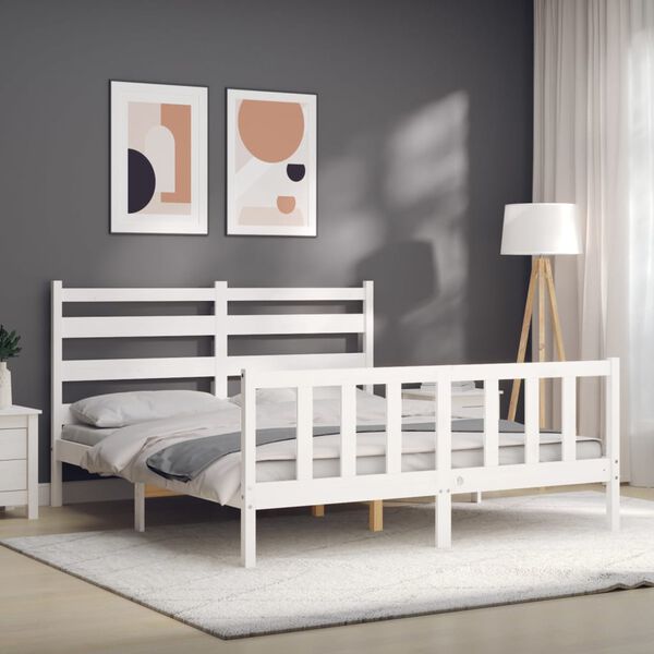 vidaXL Cadre de lit sans matelas blanc bois de pin massif