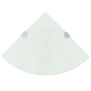 vidaXL &Eacute;tag&egrave;re de coin avec supports chrom&eacute;s Verre Blanc 25 x 25 cm