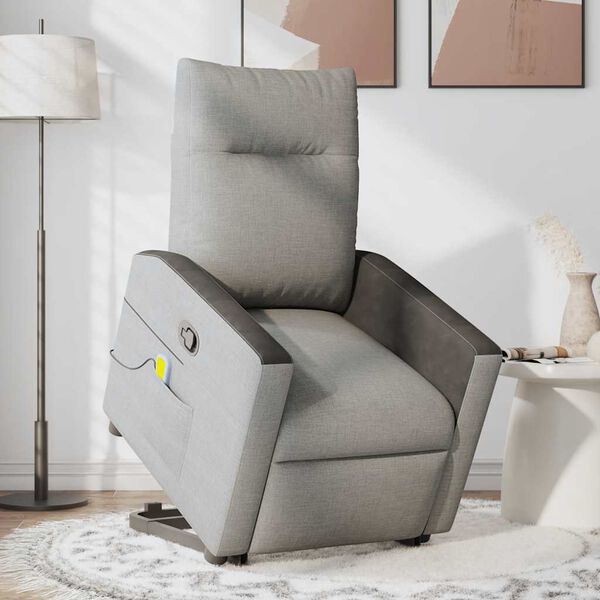 vidaXL Fauteuil de massage inclinable gris nuage tissu