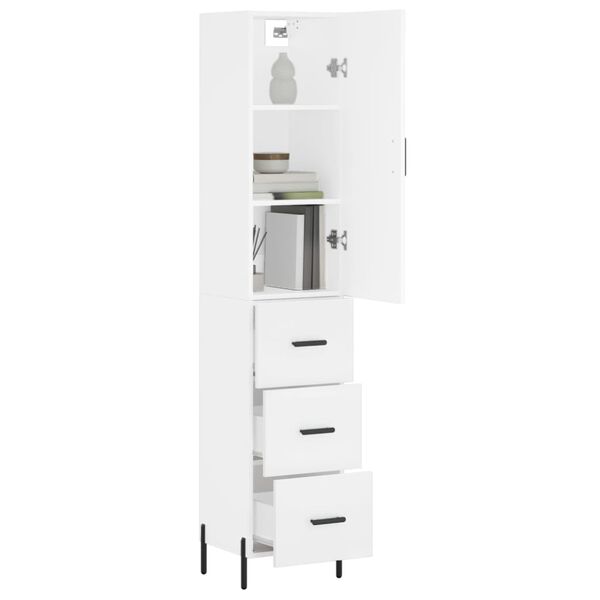 vidaXL Buffet haut Blanc 34,5x34x180 cm Bois d'ing&eacute;nierie