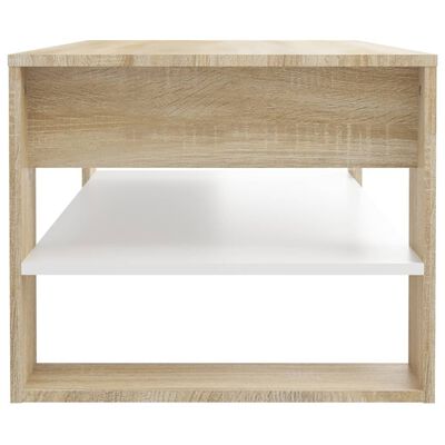 vidaXL Table basse Blanc chêne sonoma 102x55x45 cm Bois d'ingénierie