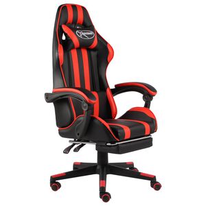 vidaXL Fauteuil de jeux vid&eacute;o et repose-pied Noir et rouge Similicuir