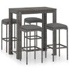 vidaXL Ensemble de bar de jardin 5 pcs et coussins R&eacute;sine tress&eacute;e Gris