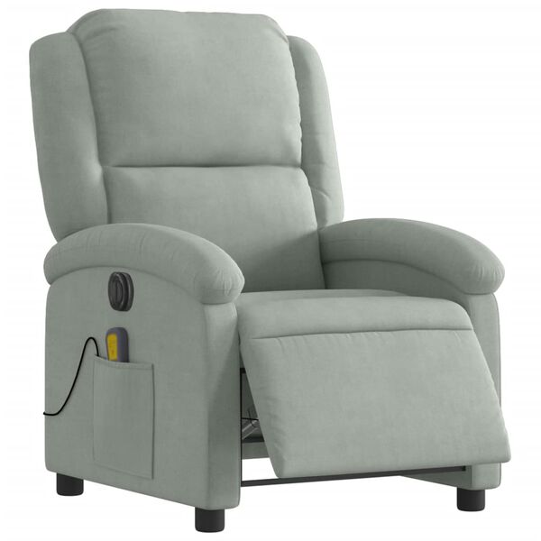 vidaXL Fauteuil inclinable &eacute;lectrique de massage gris clair velours