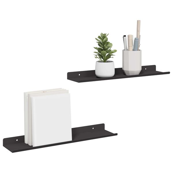 vidaXL &Eacute;tag&egrave;re Murale avec &eacute;tag&egrave;re 2 pcs Noir 40 x 8,5 x 2,5 cm