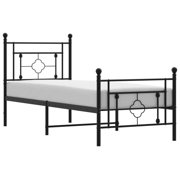 vidaXL Cadre de lit m&eacute;tal sans matelas avec pied de lit noir 80x200 cm