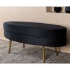 Venture Home Pouf Otto 100x40x41 cm Velours Noir et laiton
