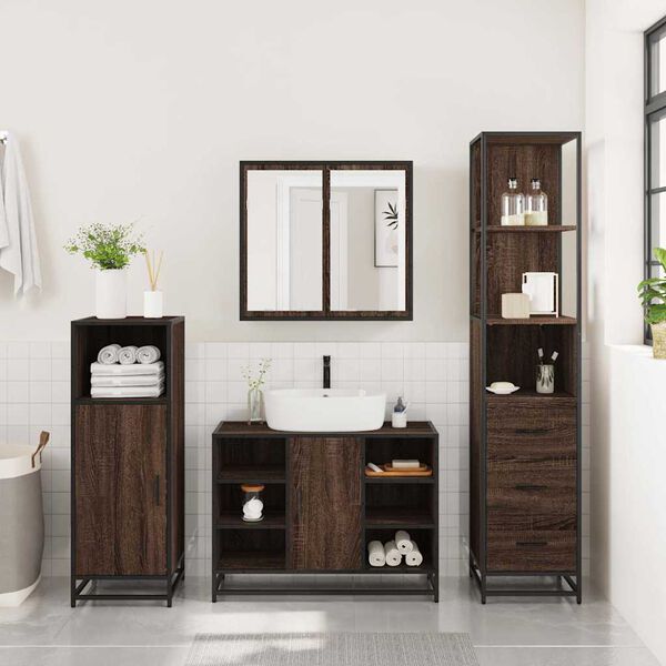 vidaXL Ensemble de meubles de salle de bain 3 pcs Chêne marron