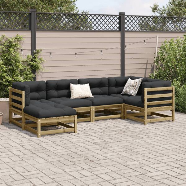 vidaXL Salon de jardin 6 pcs bois de pin impr&eacute;gn&eacute;