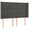 vidaXL T&ecirc;te de lit avec oreilles Gris fonc&eacute; 147x16x118/128 cm Velours