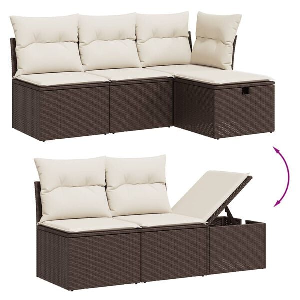 vidaXL Salon de jardin avec coussins 6 pcs marron r&eacute;sine tress&eacute;e