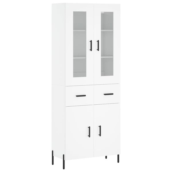 vidaXL Buffet haut Blanc 69,5x34x180 cm Bois d'ing&eacute;nierie