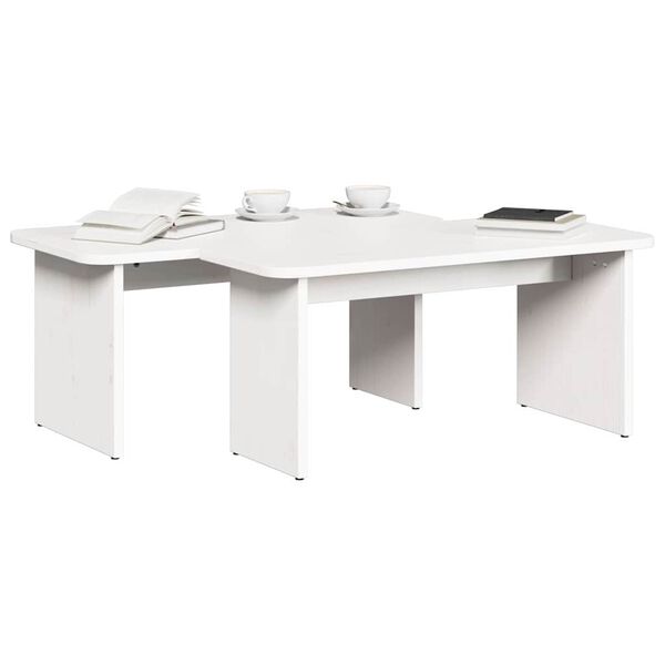 vidaXL Table basse 2 pcs Blanc Bois massif en pin