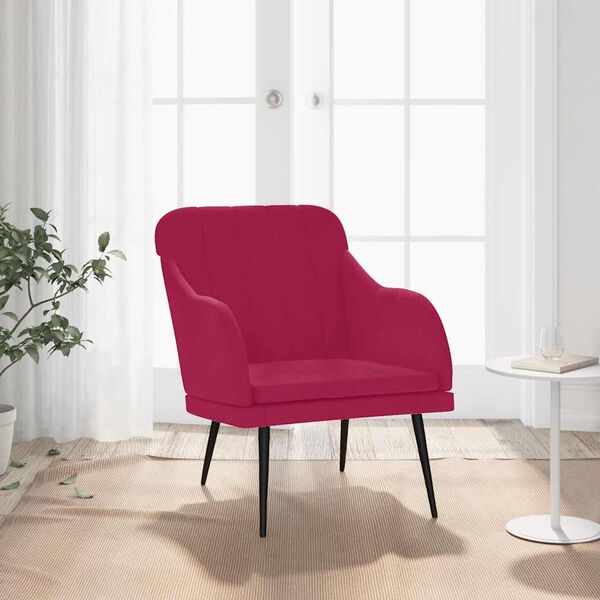 vidaXL Fauteuil Rouge bordeaux 63x76x80 cm Velours