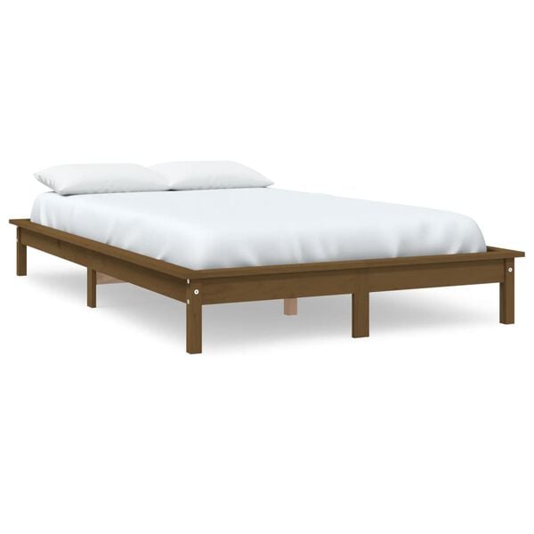vidaXL Cadre de lit sans matelas marron miel 160x200 cm bois massif