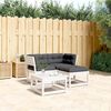 vidaXL Salon de jardin 3 pcs avec coussins blanc bois massif de pin