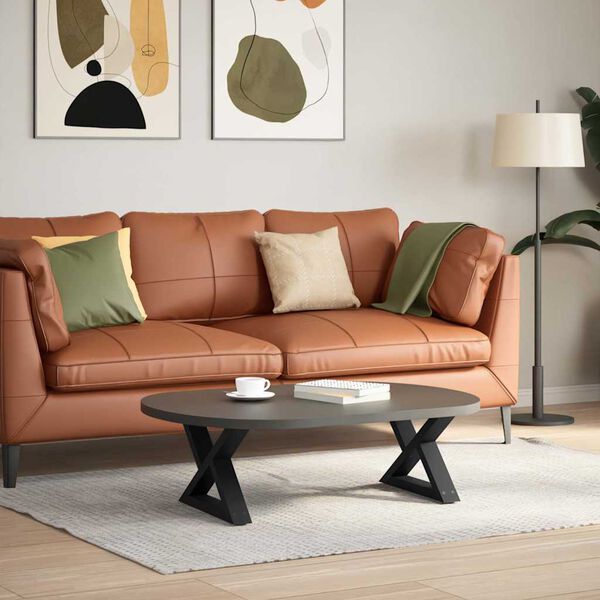 vidaXL Pieds de table basse 2 pi&egrave;ces Noir 50 x (30-31,3) cm Acier