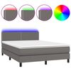 vidaXL Sommier &agrave; lattes de lit avec matelas et LED Gris 140x200 cm