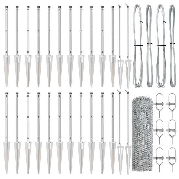 vidaXL Poteau de cl&ocirc;ture. Argent&eacute; 50 x 0,4 m (maillage de 25 mm) Acier