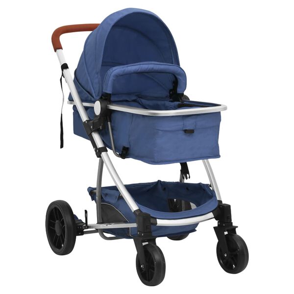 vidaXL Poussette pour b&eacute;b&eacute; 2-en-1 Bleu marine Aluminium