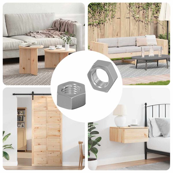 vidaXL &Eacute;crou Hexagonal Uni 2 pcs Argent&eacute; M6 Fer